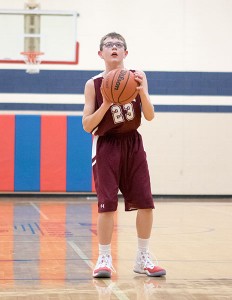 Ethan Simpson eyes the rim at the foul line.