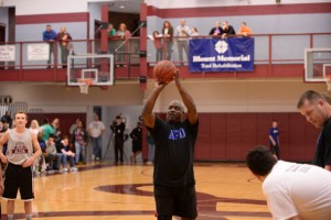 Former Tornado and Alcoa police officer George Parker eyes the rim at the line.