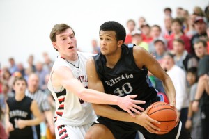 Berger tries to get to the basket against Maryville's Bryce Miller.